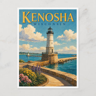 Kenosha Wisconsin Harbor Lighthouse GeoSaga Postcard