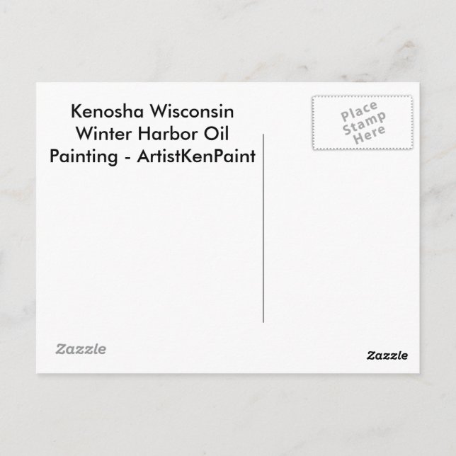 Kenosha Wisconsin Winter Harbor Oil Painting Postcard (Back)