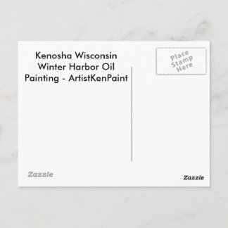 Kenosha Wisconsin Winter Harbor Oil Painting Postcard