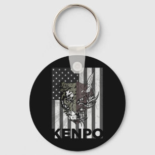 Kenpo Karate Martial Arts American Flag Women Men Keychain