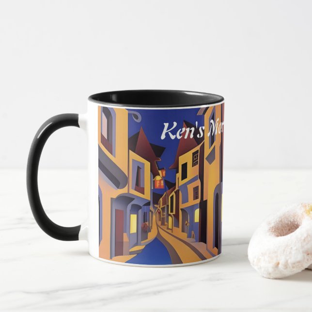 Ken's Morning Caffeine Personalized Customizable Mug (With Donut)