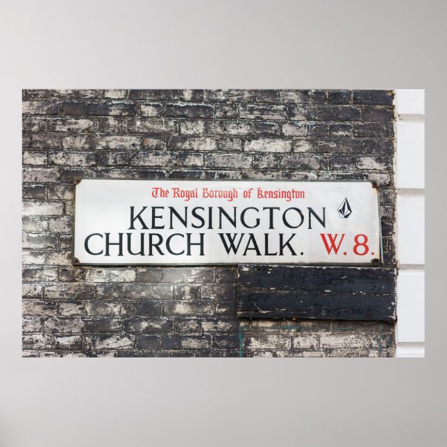 KENSINGTON CHURCH WALK W8 - LONDON ROAD SIGN (Front)