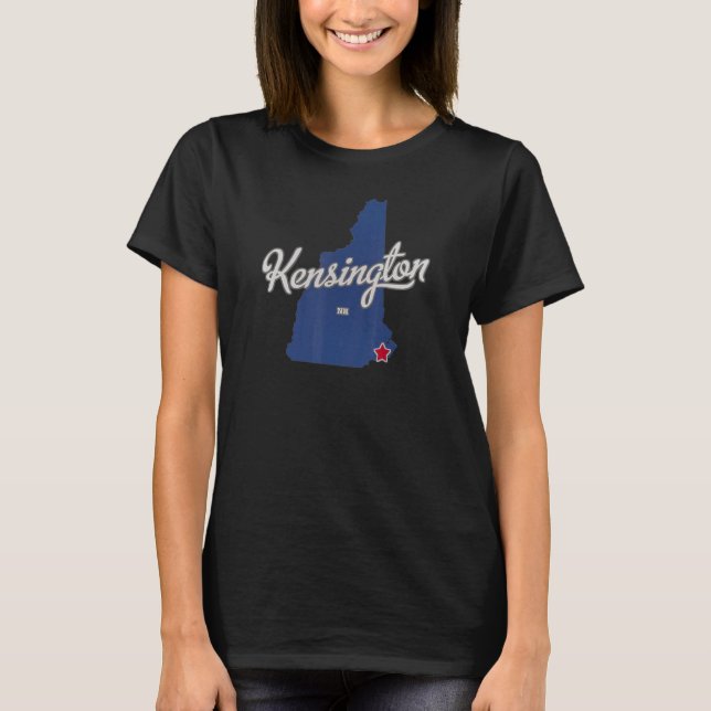 Kensington New Hampshire NH Map T-Shirt (Front)