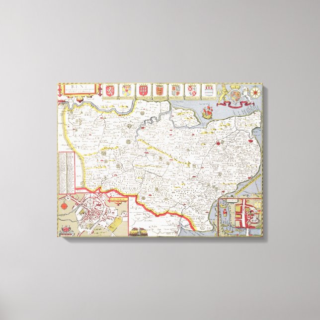 Kent, engraved by Jodocus Hondius Canvas Print (Front)