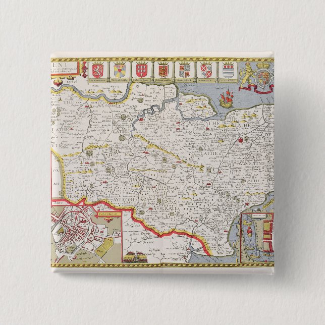 Kent, engraved by Jodocus Hondius Pinback Button (Front)