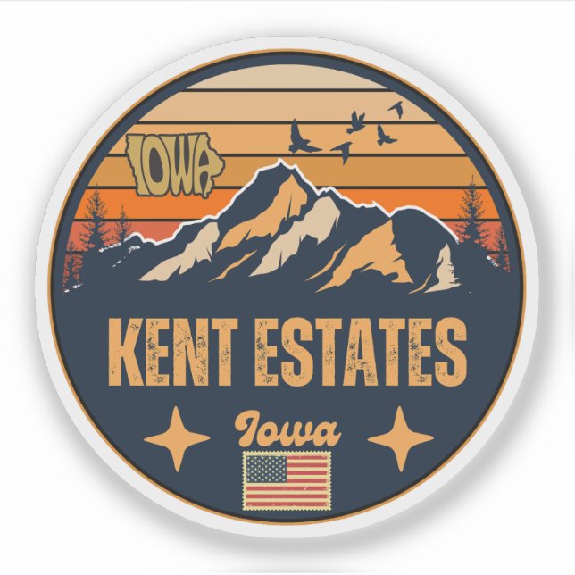 Kent Estates, Iowa Ia, United States Sticker (Front)