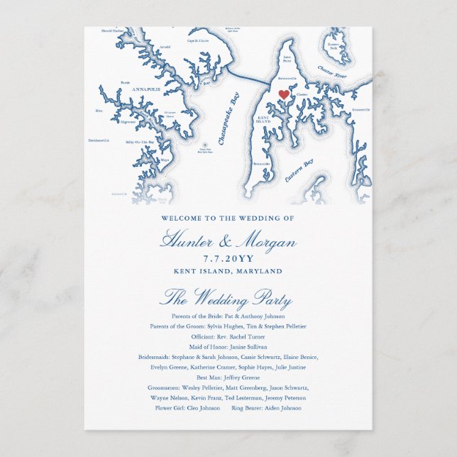 Kent Island Maryland Destination Wedding Program (Front)