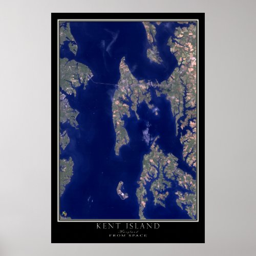 Kent Island Maryland From Space Satellite Map Poster