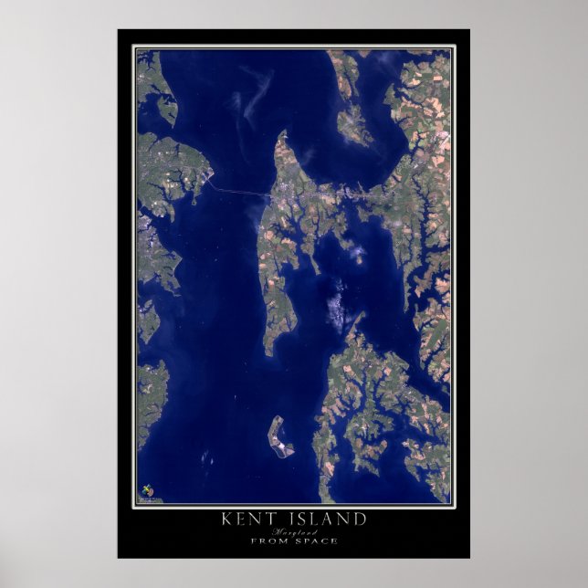 Kent Island Maryland From Space Satellite Map Poster (Front)