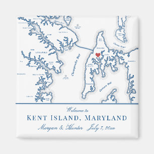 Kent Island Maryland Map Destination Wedding Favor Magnet