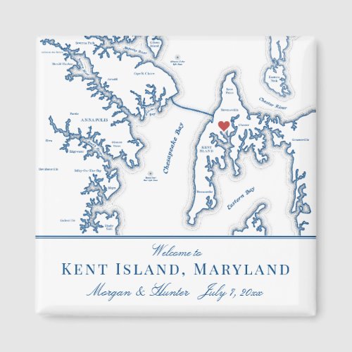 Kent Island Maryland Map Destination Wedding Favor Magnet