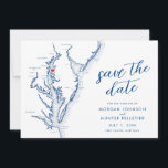 Kent Island Maryland Map Wedding Save The Date<br><div class="desc">This modern and minimalist Chesapeake Bay map Save the Date is perfect for your Kent Island destination wedding to Grasonville or Stevensville, Maryland. There's a heart that you can move over your wedding location and a spot for your photo on the back. Perfect for venues like Chesapeake Bay Beach Club,...</div>
