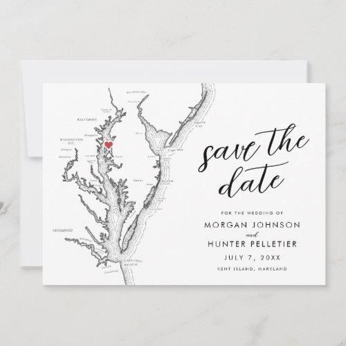 Kent Island Maryland Map Wedding Save The Date