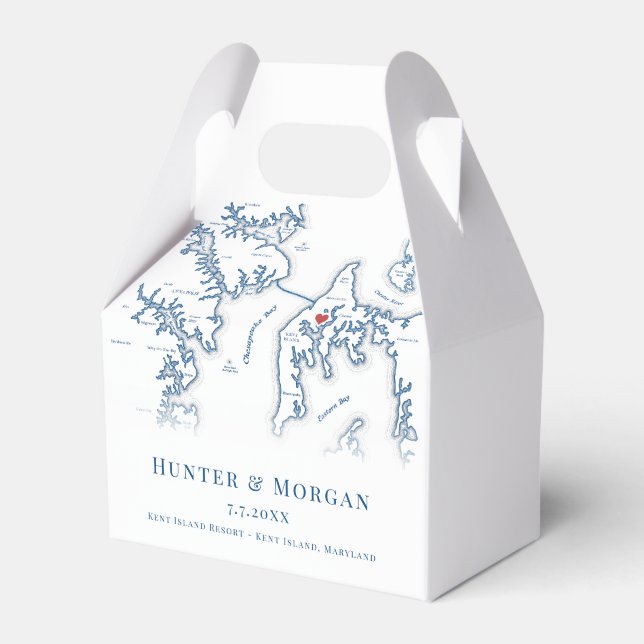 Kent Island Maryland Wedding Map Elegant  Favor Boxes (Front Side)