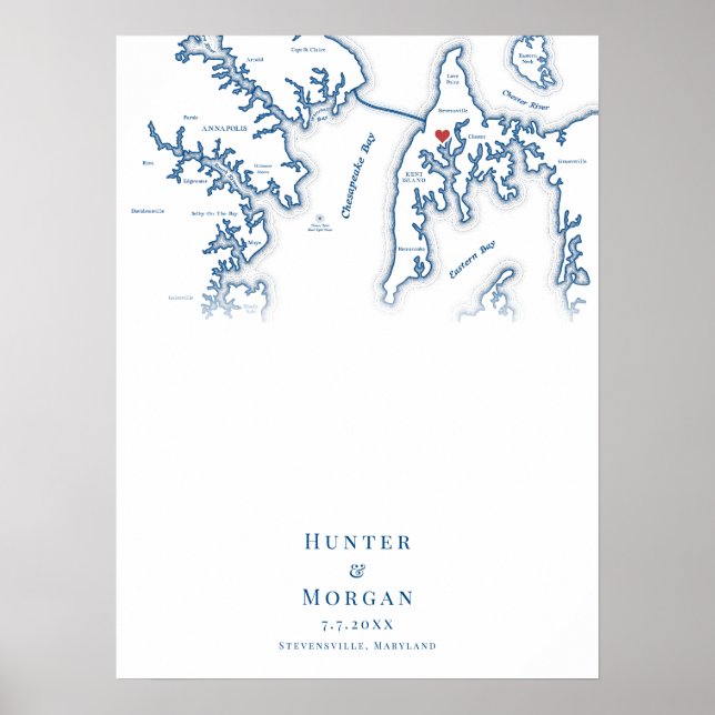 Kent Island MD Wedding Elegant Guest Book Poster (Front)