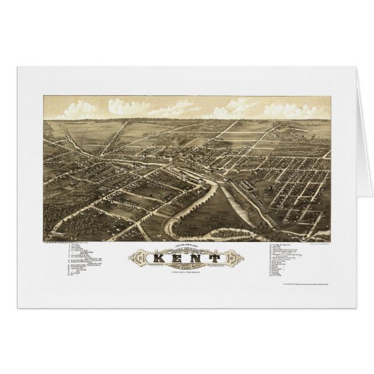 Kent, OH Panoramic Map - 1882 Cards (Front Horizontal)