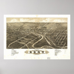 Kent Ohio 1882 Antique Panoramic Map Poster