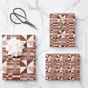 Kente Block - Clay Terracotta Wrapping Paper Sheets