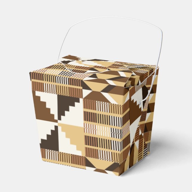 Kente Block - Muted Ochre Favor Boxes (Front Side)
