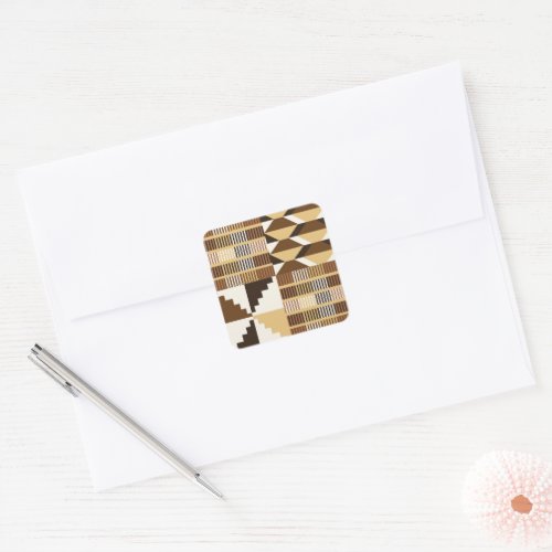 Kente Block - Muted Ochre Square Sticker