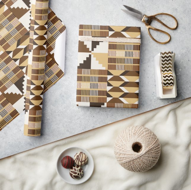 Kente Block - Muted Ochre Wrapping Paper (Crafts)