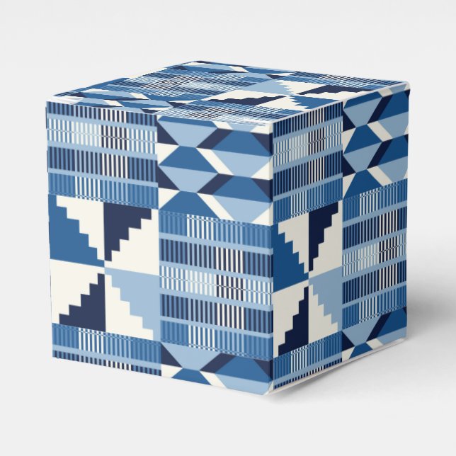 Kente Block - Soft Indigo Favor Boxes (Front Side)