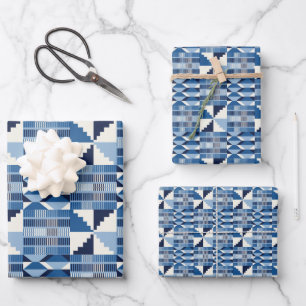Kente Block - Soft Indigo Wrapping Paper Sheets