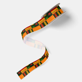 Kente Cloth African Pattern Afrocentric Satin Ribbon