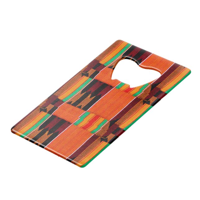 Kente Cloth Pattern  Credit Card Bottle Opener (Front Angled)
