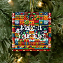 Kente Cloth Pattern Snowman Ornament