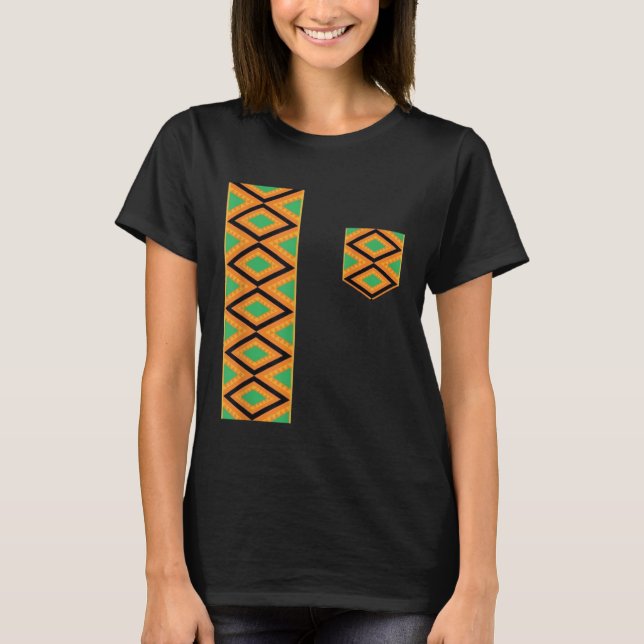 Kente Cloth Sash And Pocket Ethnic Pride Kente Afr T-Shirt (Front)