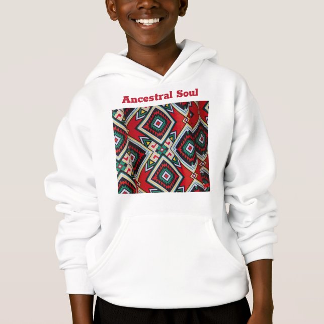 Kente Geometric Tapestry Hoodie (Front)
