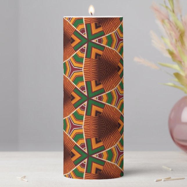 Kente Geometrics Kwanza Afrocentric  Pillar Candle (In Situ)