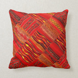 Kente in red on red throw pillow