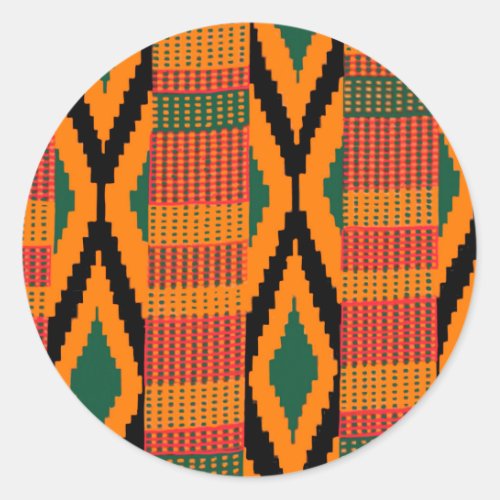 Kente Pattern Classic Round Sticker