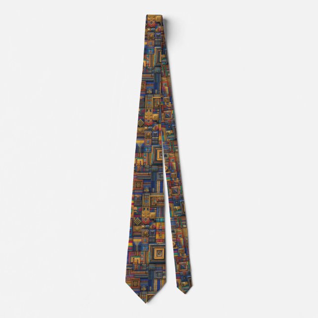 Kente Pattern in 8-bit, Neck Tie (Front)