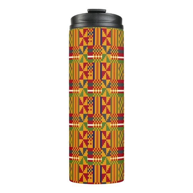 Kente Pattern – Vibrant African Textile Art Thermal Tumbler (Front)