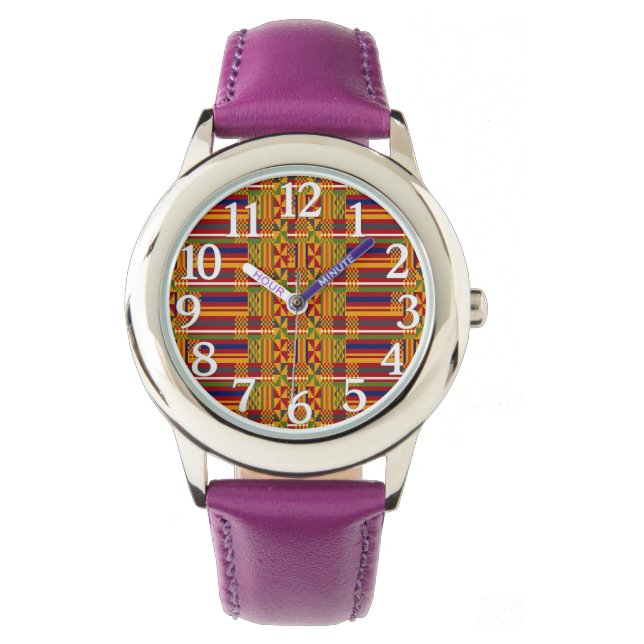 Kente Pattern – Vibrant African Textile Art Watch (Front)