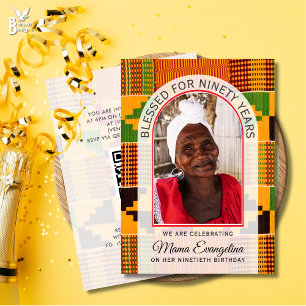 Kente Photo BLESSED 90TH BIRTHDAY Invitation