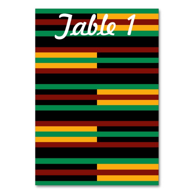Kente Stripes Wedding Reception Table Number (Front)