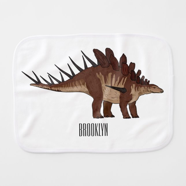 Kentrosaurus cartoon illustration  baby burp cloth (Front Horizontal)