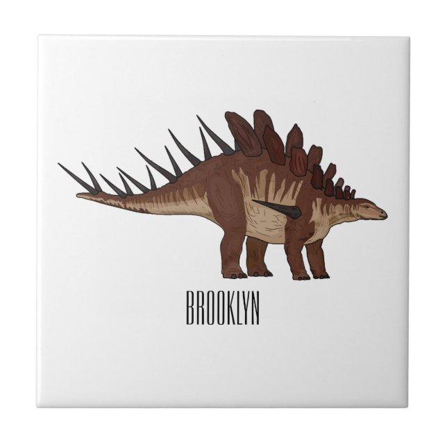Kentrosaurus cartoon illustration  ceramic tile (Front)