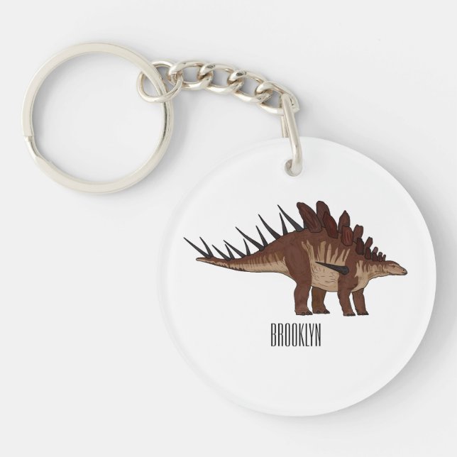Kentrosaurus cartoon illustration  keychain (Front)
