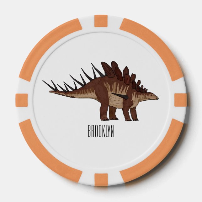 Kentrosaurus cartoon illustration  poker chips (Front)