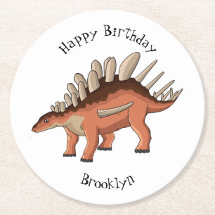 Kentrosaurus cartoon illustration round paper coaster