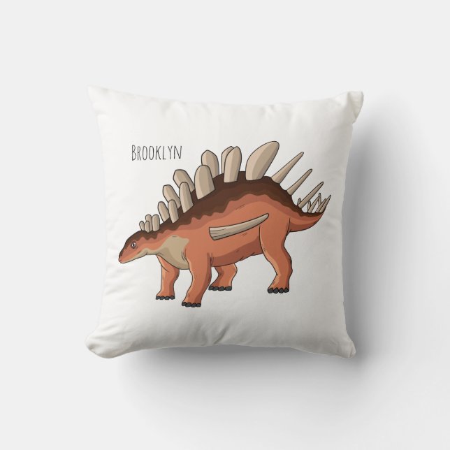Kentrosaurus cartoon illustration throw pillow (Front)