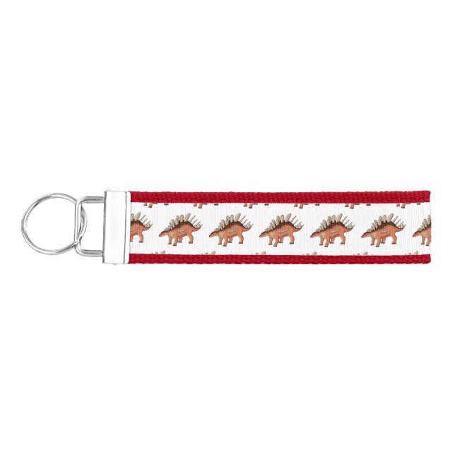 Kentrosaurus cartoon illustration wrist keychain (Keys on Left)