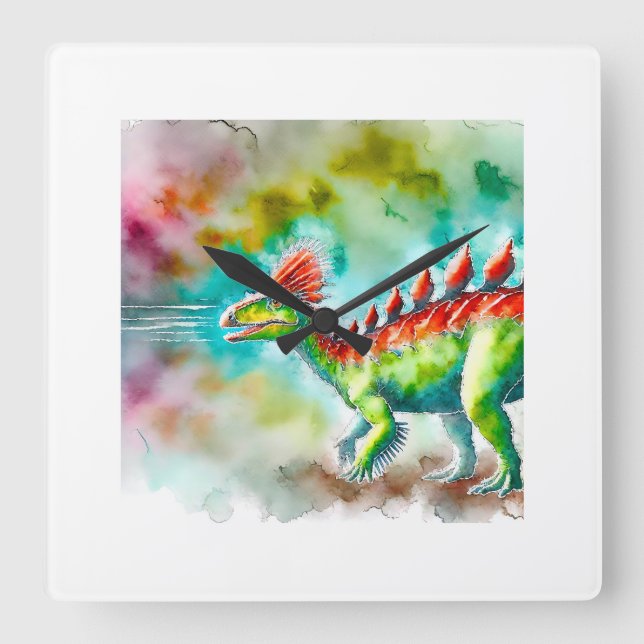 Kentrosaurus in Light 300824AREF116 - Watercolor Square Wall Clock (Front)