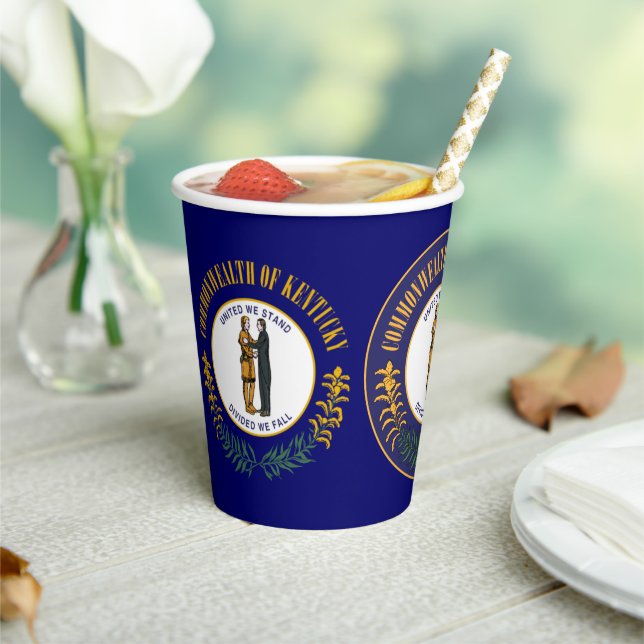 Kentuckian Flag & Seal, Flag of Kentucky Paper Cups (Insitu)