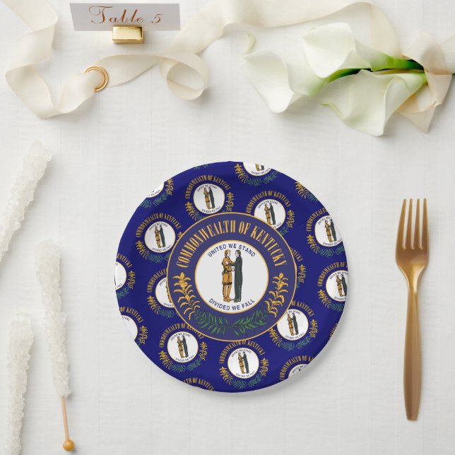 Kentuckian Flag & Seal, Kentucky Paper Plates (Wedding)
